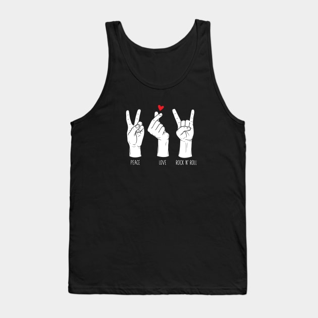 Peace Love Rock and Roll White Edition Tank Top by Tee Tow Argh 